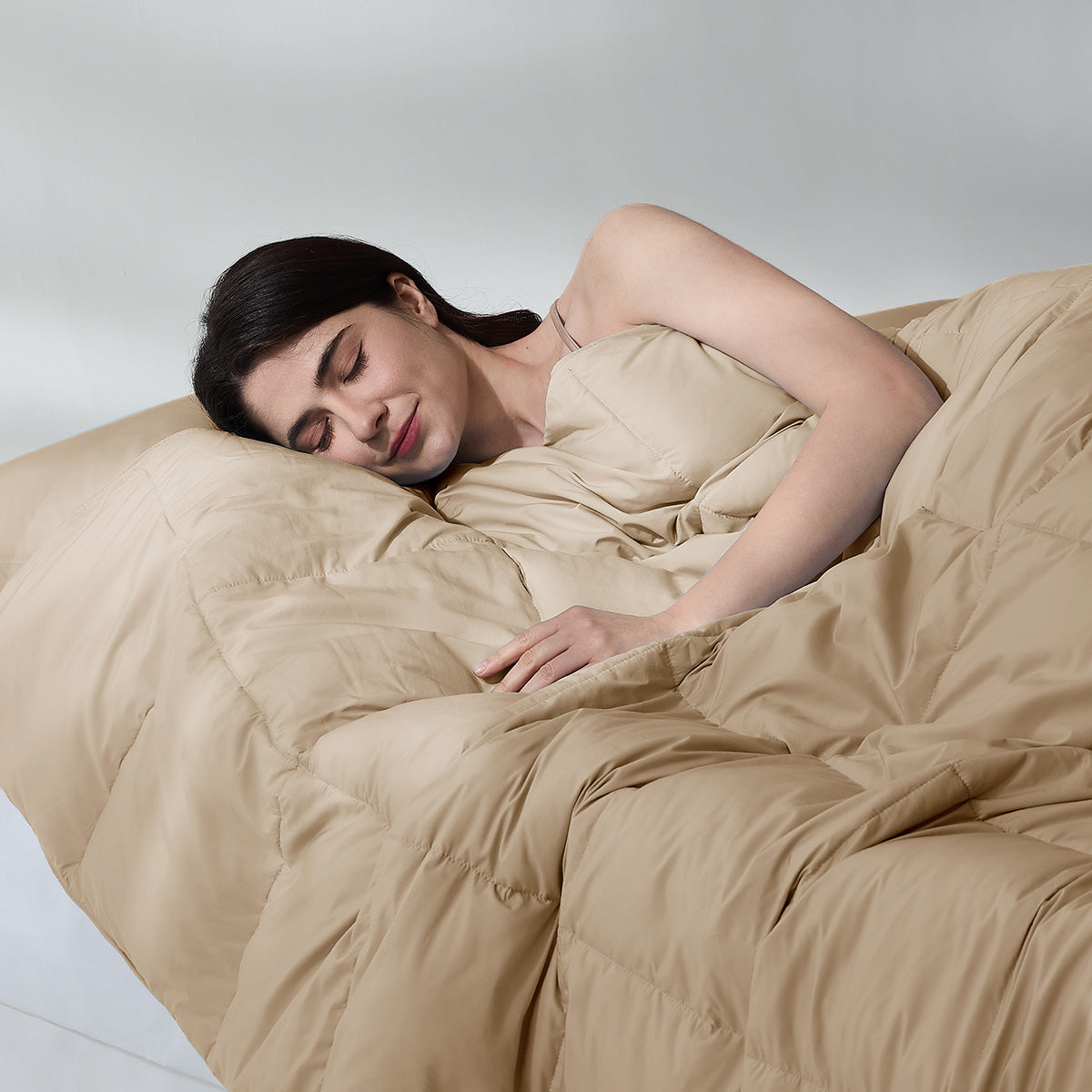 Khaki Lightweight Goose Feather and Down Fiber Comforter