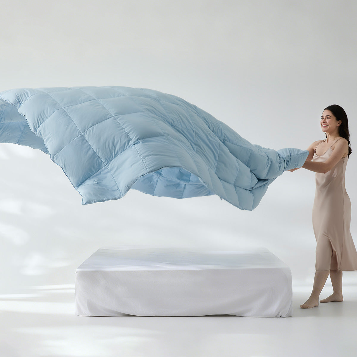 Sky Blue Lightweight Tencel™ Cooling Down Comforter
