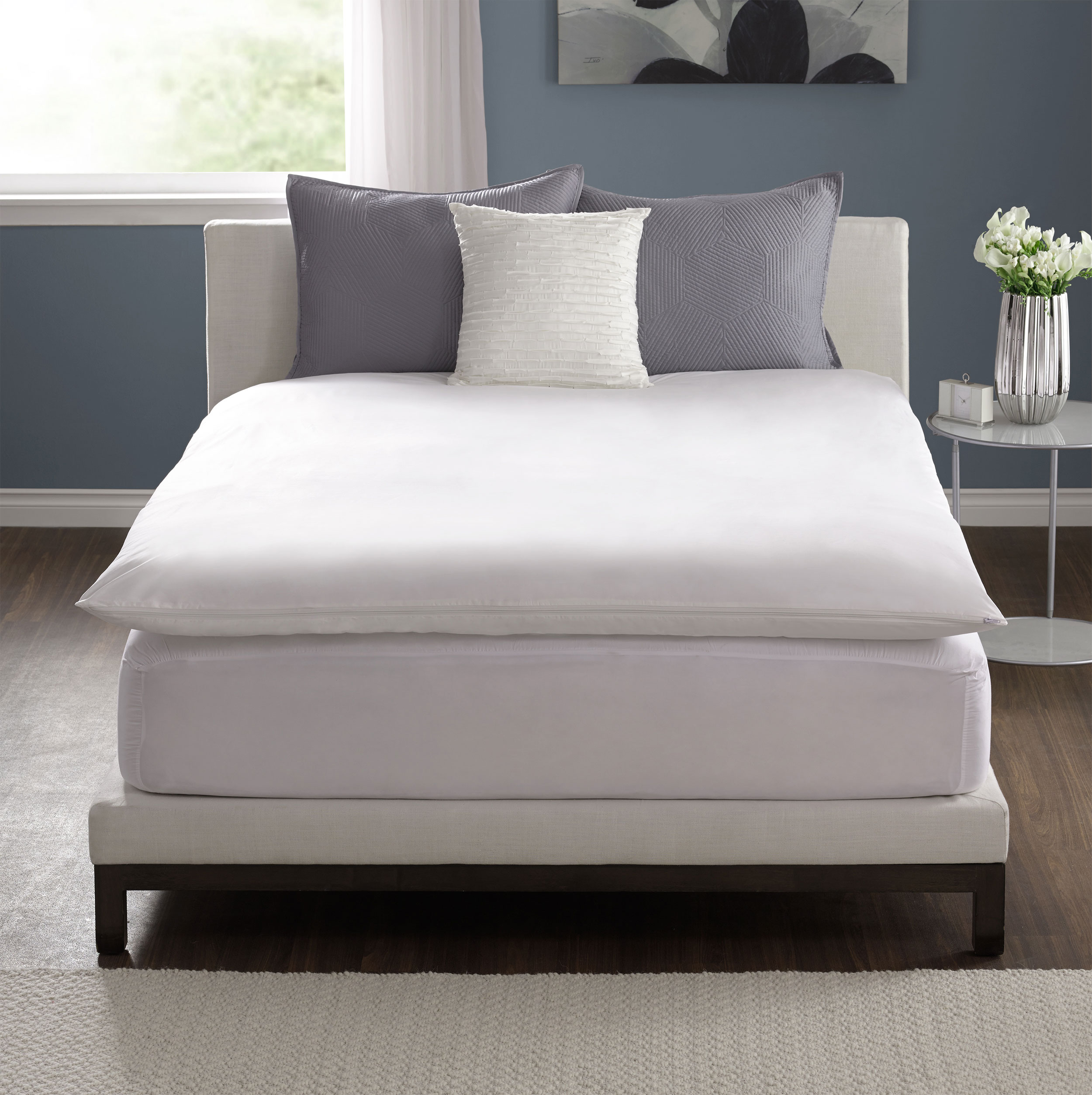 Pacific Coast Basic Mattress Topper Protector 230 Thread Count Machine Wash & Dry - Queen
