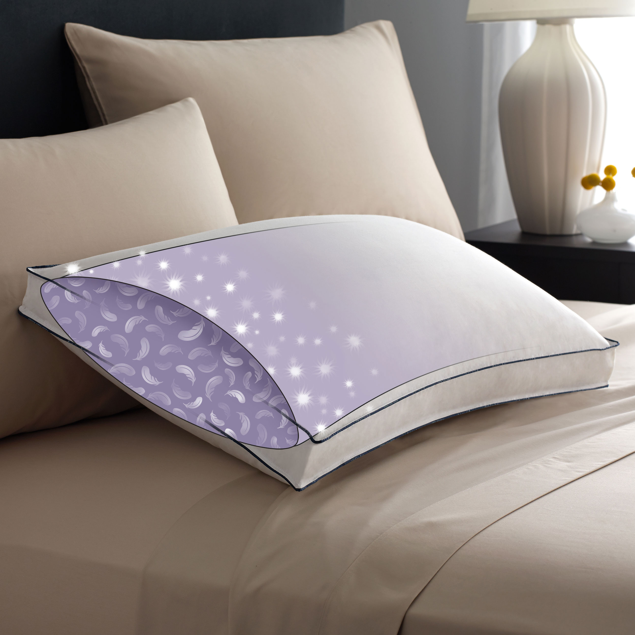 Pacific Coast Double Downaround Firm Pillow 300 Thread Count 550 Fill Power Down & Resilia Feathers - Queen