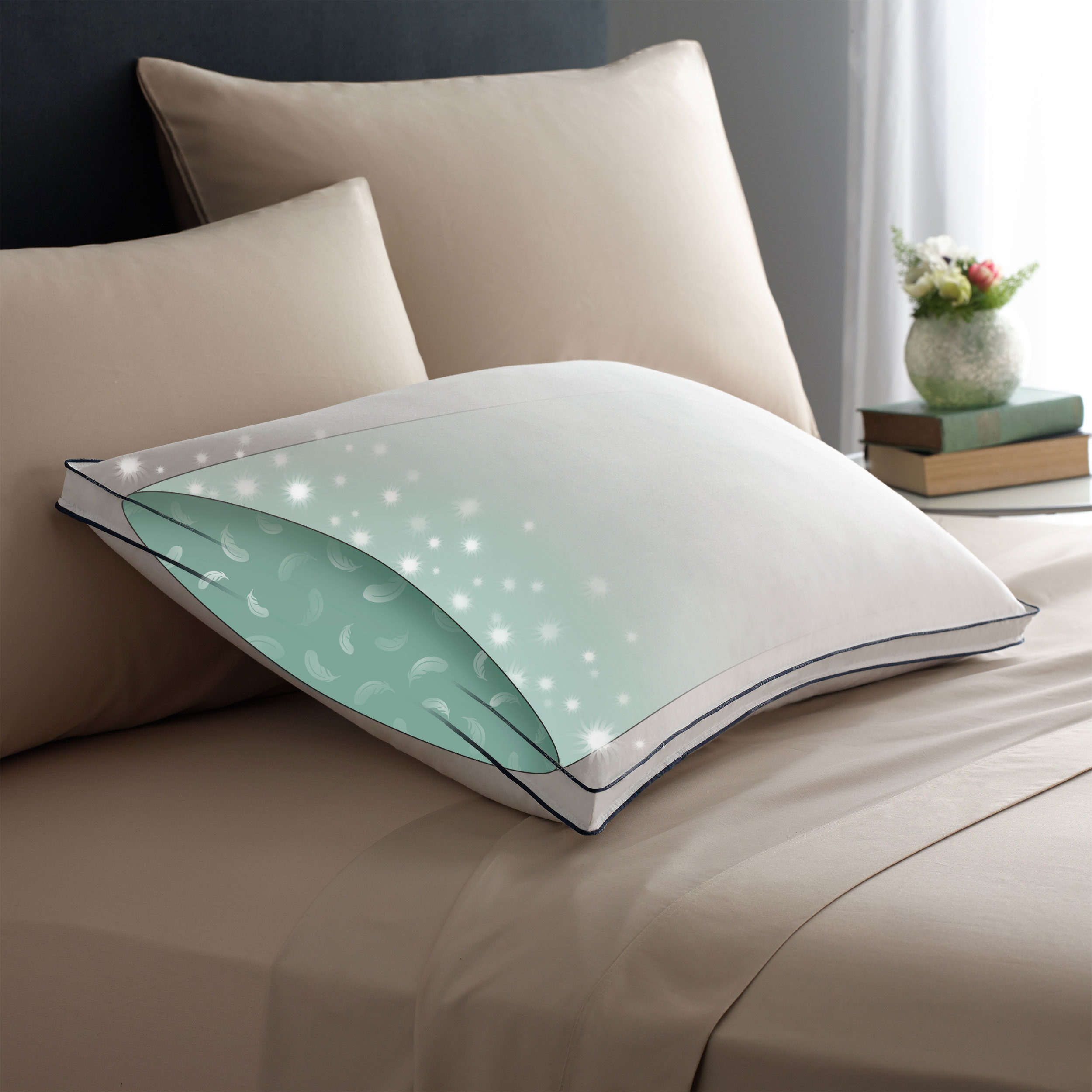 Pacific Coast Double Downaround Soft Pillow 300 Thread Count 550 Fill Power Down & Resilia Feathers - Queen