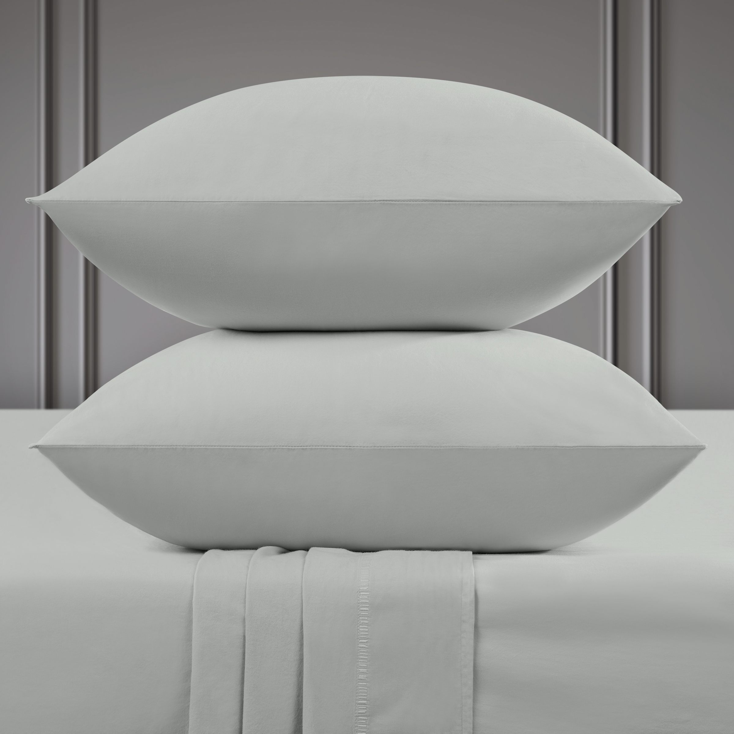 Maia Percale Cotton Pillowcase Set, Oyster Shell, King | Pacific Coast Feather